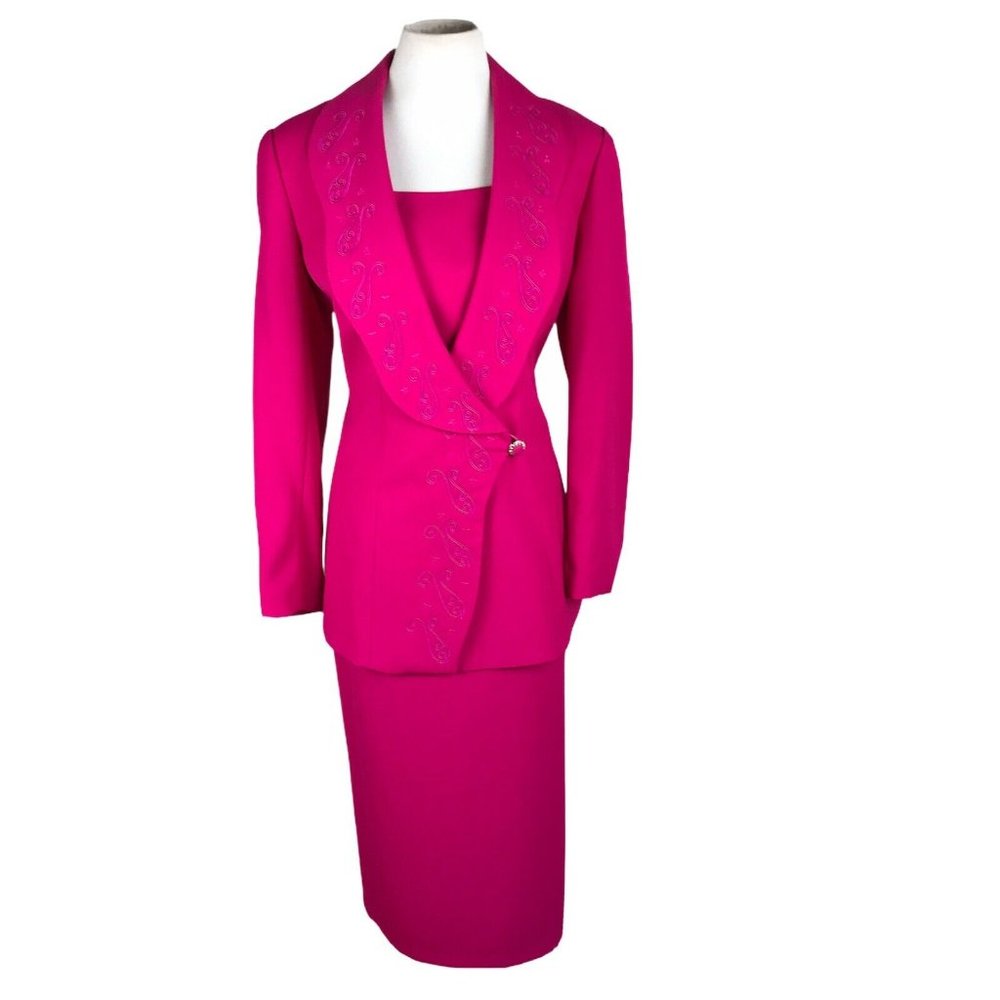BEN MARC Beaded Polyester Lined Skirt Suit